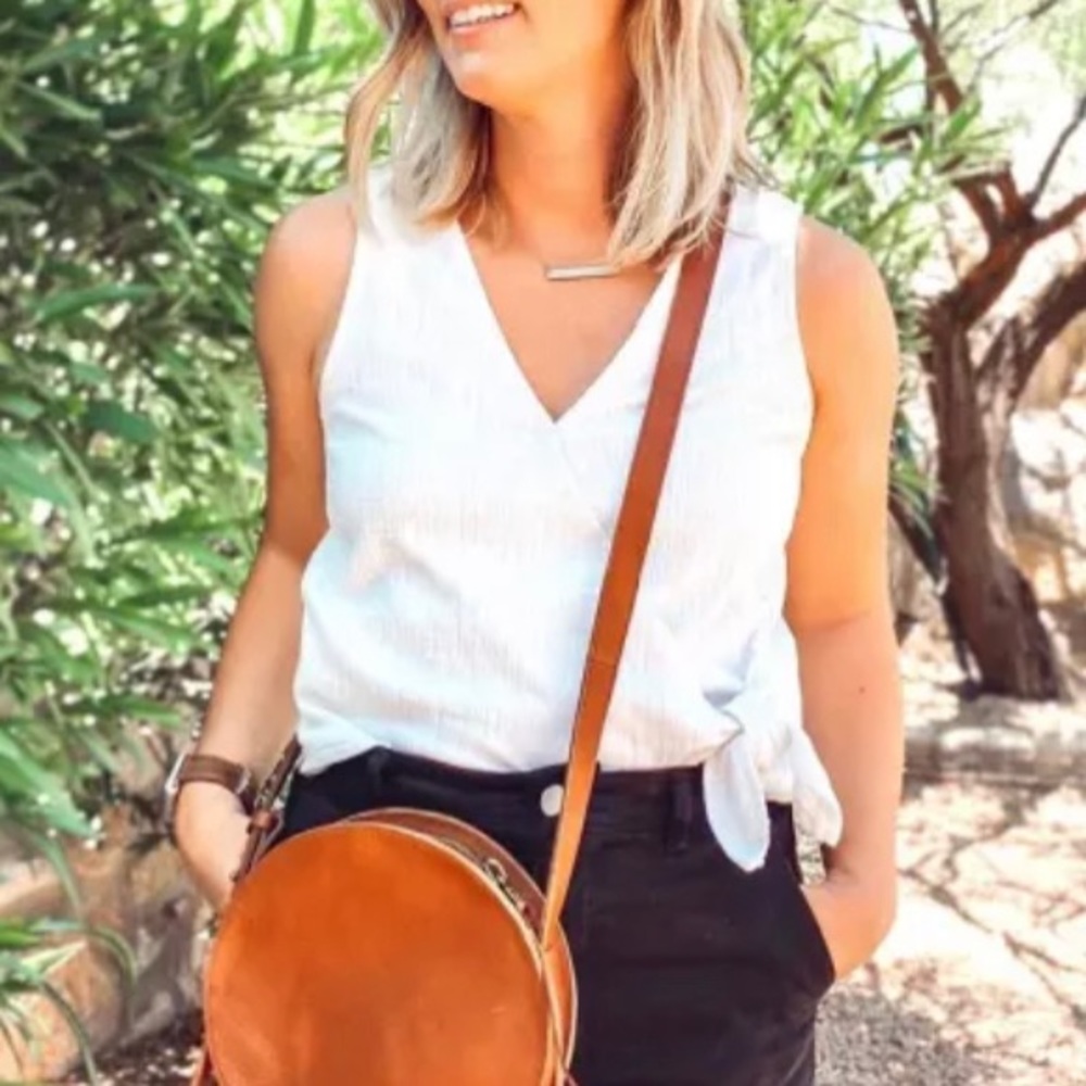 Madewell wrap tie textured tank cream small